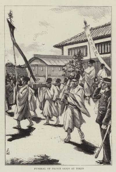 Funeral of Prince Sanjo at Tokyo by Georges Ferdinand Bigot